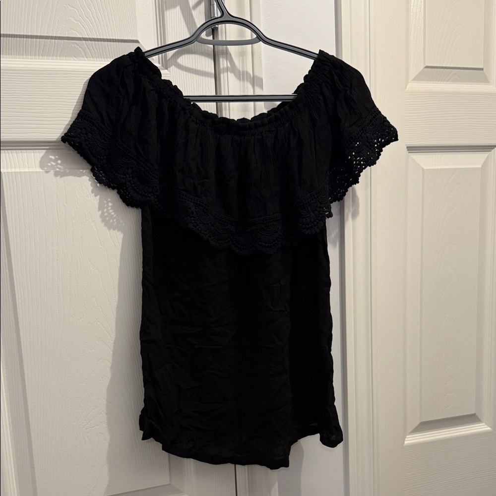Kismet Black Ruffled Off-Shoulder Blouse